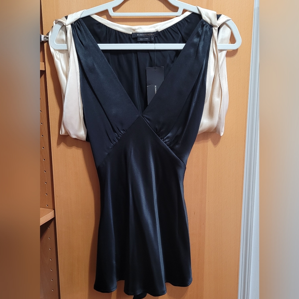 V neck BCBG Woven Silk Top